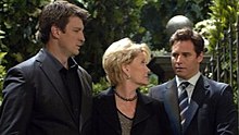 Joe Riley's family in 2007 (L-R): son Joey Riley Buchanan (Nathan Fillion), widow Victoria Lord (Erika Slezak), and son Kevin Riley Buchanan (Dan Gauthier) OLTL-Rileys-2007.jpg