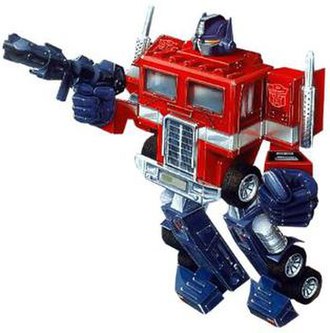 Optimus Prime box art showing his original G1 toy design