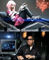 Minaj sitting in a chair as Freddy Krueger and Ludacris in the director's chair. Mychickbadvideo.jpg