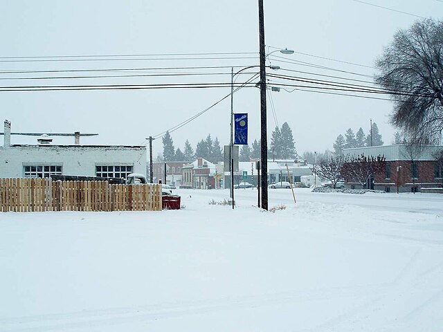 Waterville during a snow storm.