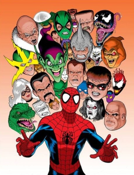 Spider-Man contains a wide number of enemies and side characters. A variant cover art of The Amazing Spider-Man (vol. 3) #1 depicts the heads of vario