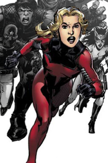 Cassandra Lang in her first costume from Young Avengers Special #1 (December 2005). Art by Neal Adams.