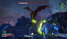 Assault on Dragon Keep is set in a fantasy tabletop role-playing game, while keeping the first-person shooter aspect of the main game. Tiny Tina's Assault on Dragon Keep screenshot.jpeg