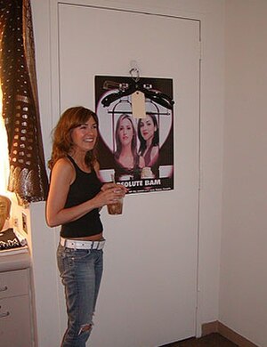 Hendrickson in her All My Children dressing room, with Absolute BAM poster in the background.