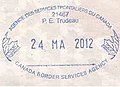 Entry stamp at Montréal-Pierre Elliott Trudeau International Airport.