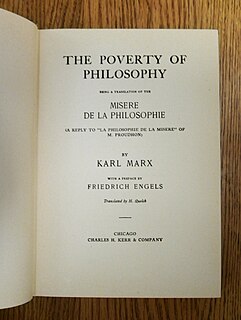 <i>The Poverty of Philosophy</i> 1847 French-language book by Karl Marx