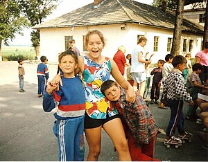 English girl helping in an orphanage near Iasi English schoolgirl helping in a Romanian orphange near Iasi.jpg