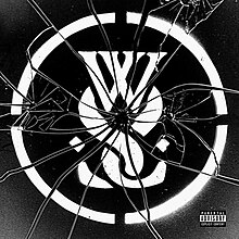 The While She Sleeps logo on a black background with a shattered overlay