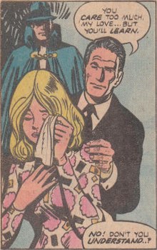 Death, right, with new bride Maggie Brennan and The Phantom Stranger. Art by Dan Spiegle. MaggieBrennan.jpg