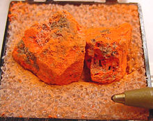 Minium from a mine fire at Broken Hill, Australia Minium- BYU.jpg