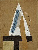 Pablo Picasso, 1913–14, Head (Tête), cut and pasted colored paper, gouache and charcoal on paperboard, 43.5 × 33 cm, Scottish National Gallery of Modern Art, Edinburgh