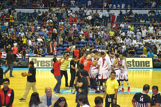Winning victory of the San Miguel Beermen during Game 6 of the 2015–16 PBA Philippine Cup Finals at the Smart Araneta Coliseum on January 29, 2016.