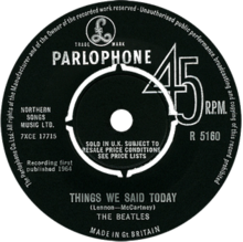 B-Side-Label der Single quot;Things We Said Todayquot;
