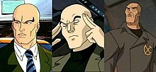 Left to right, Professor X as depicted in X-Men: The Animated Series, X-Men: Evolution, and Wolverine and the X-Men. CharlesXAnimated.jpg