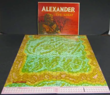 The Avalon Hill 2nd edition game box (1974) and much-reviled "violent green" mapboard that was described as "the result of an exceptionally nasty LSD trip." Game board of Alexander the Great 1974.png