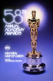 58th Academy Awards Award ceremony presented by the Academy of Motion Picture Arts & Sciences for achievement in filmmaking in 1985