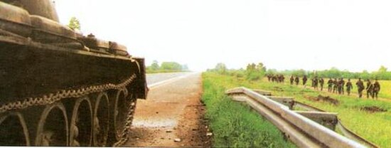 The HV advancing along the Zagreb–Belgrade motorway towards Okučani.