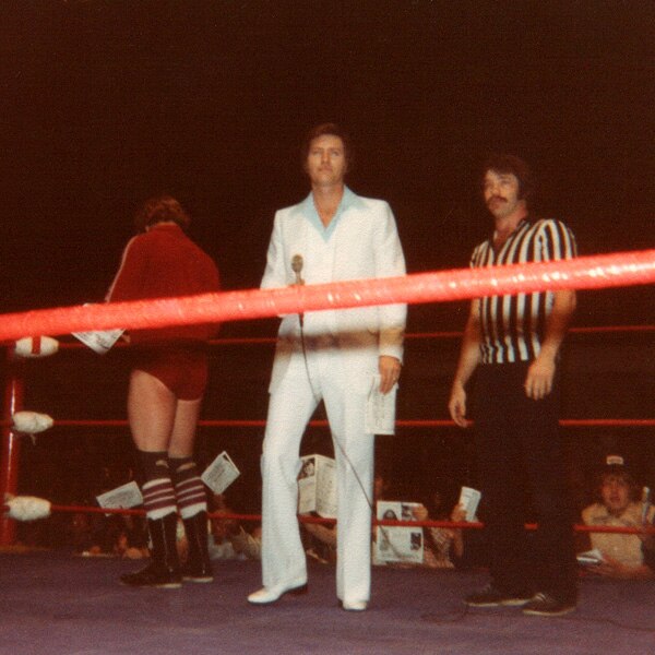 Ring Announcer Gene Summers at the Sportatorium in 1981