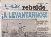 Juventud Rebelde, daily newspaper of Cuba's young communists Juventud Rebelde Front Page.jpg