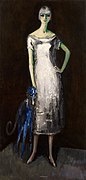 Le lévrier bleu (Le chien bleu, Portrait de Mlle Dumarest), 1919, oil on canvas, 195 cm × 97 cm (77 in × 38 in)