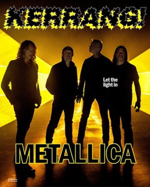 Cover of 12 April 2023 digital issue of Kerrang! featuring American heavy metal band Metallica