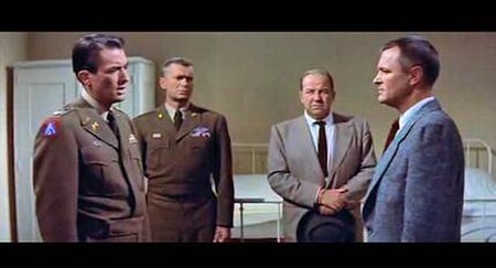 Gregory Peck, Buddy Ebsen, Broderick Crawford, and Peter van Eyck in a Hospital scene (R2 DVD CinemaScope version)