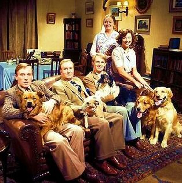 Cast of All Creatures Great and Small, circa 1978: Christopher Timothy, Robert Hardy, Peter Davison, Mary Hignett and Carol Drinkwater