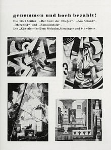 Entartete Kunst, Degenerate Art Exhibition catalogue, 1937, p. 23, Johannes Molzahn, Jean Metzinger (En Canot), Kurt Schwitters