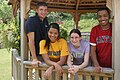 Students in one of the campus gazebos