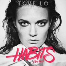 Artwork untuk "Habits (Stay High)". Hitam-dan-putih gambar Tove Lo memegang gunting.