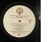 Label of an early pressing of Black Rose featuring the title "My Sarah"