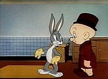 Bugs Bunny has a chat with Elmer. Animation by Bob Cannon.
