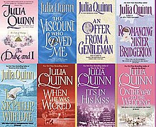 First edition covers of the Bridgerton novel series.jpg