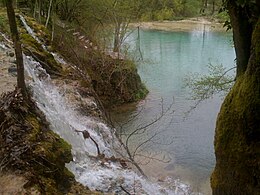 Skra lake and waterfalls