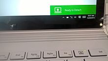 Surface Book allowing the user to detach the screen section from the keyboard section Surface Book Detach.jpg