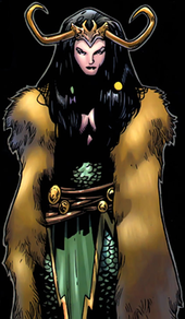 Loki's first female form, taken from Lady Sif. Art by Olivier Coipel FemaleLoki.PNG