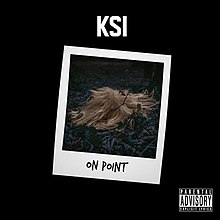 Een instant foto van een blonde pruik op de grond van een bos, in het midden van een zwarte achtergrond.  De titel "On Point" verschijnt in een klein zwart lettertype direct eronder.  De naam van KSI verschijnt in grote witte letters bovenaan.