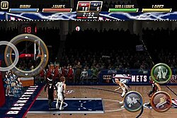 An in-game screenshot of NBA Jam on iOS, demonstrating the controls on that platform. NBAJam2010 iOS.jpg