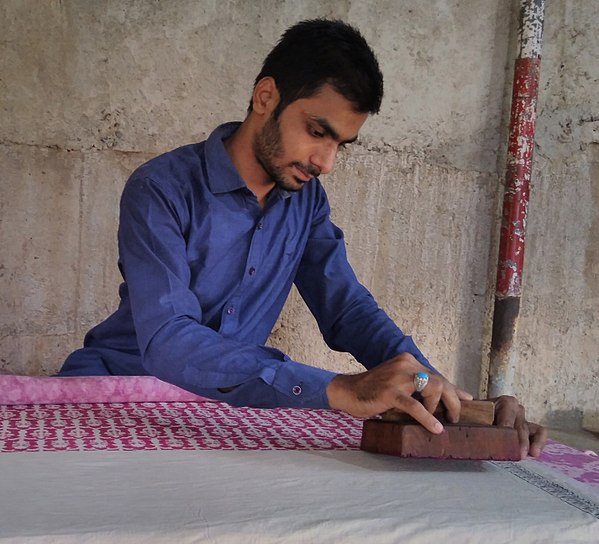 Woodblock printing in Bagh, Madhya Pradesh, India.