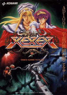 Xexex is a 1991 side-scrolling shoot 'em up arcade game by Konami. It draws on Irem's R-Type and Konami's other shoot 'em up Gradius, while adding the tentacle mechanics of Irem's other shoot 'em up XMultiply. It did not see a home port until 2007, when it was included in the compilation Salamander Portable, released only in Japan for the PlayStation Portable.