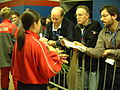 (2002) – Speed Skating World Cup – Montreal – Yang Yang answering questions from journalists.