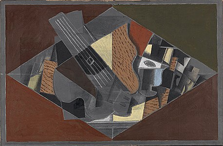 Georges Braque, 1917, Guitare et verre (Guitar and Glass), oil on canvas, 60.1 x 91.5 cm, Kröller-Müller Museum