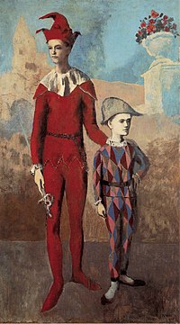 Pablo Picasso, Acrobat and Young Harlequin, 1905, oil on canvas, 191.1 x 108.6 cm, The Barnes Foundation in Philadelphia, Pennsylvania Pablo Picasso, 1905, Acrobate et jeune Arlequin (Acrobat and Young Harlequin), oil on canvas, 191.1 x 108.6 cm, The Barnes Foundation, Philadelphia.jpg