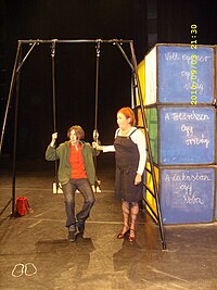 Henriett Seth F. in a swing and Börcsök Enikő, Trafó House of Contemporary Arts, Budapest, 2010.