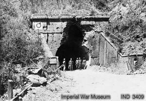 Entrance to one of the disused railway tunnels on the Maungdaw-Buthidaung road, captured by Allied troops in March 1944