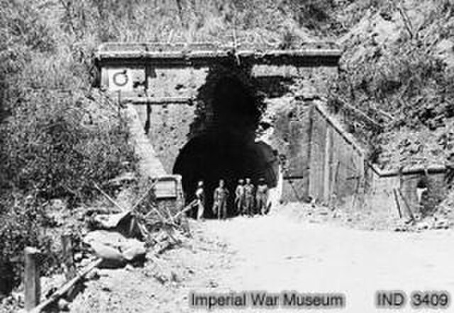Entrance to one of the disused railway tunnels on the Maungdaw-Buthidaung road, captured by Allied troops in March 1944