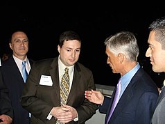 Here I am (with name tag) speaking to TV personality Jorge Ramos