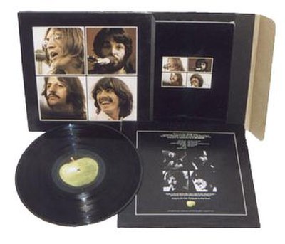 The original box set packaging of Let It Be. It contained a 160-page booklet with photos and quotes from the film.