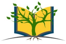 Maine Library Association Logo eines Baumes, der aus einem Buch herauswächst