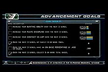 Road to the Show mode, showing the player's goals to advance in their career. Road to the show.jpg